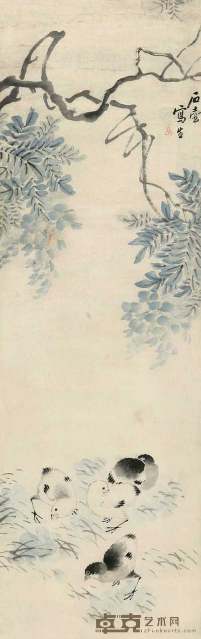 陈子庄 花卉 立轴 87×28cm